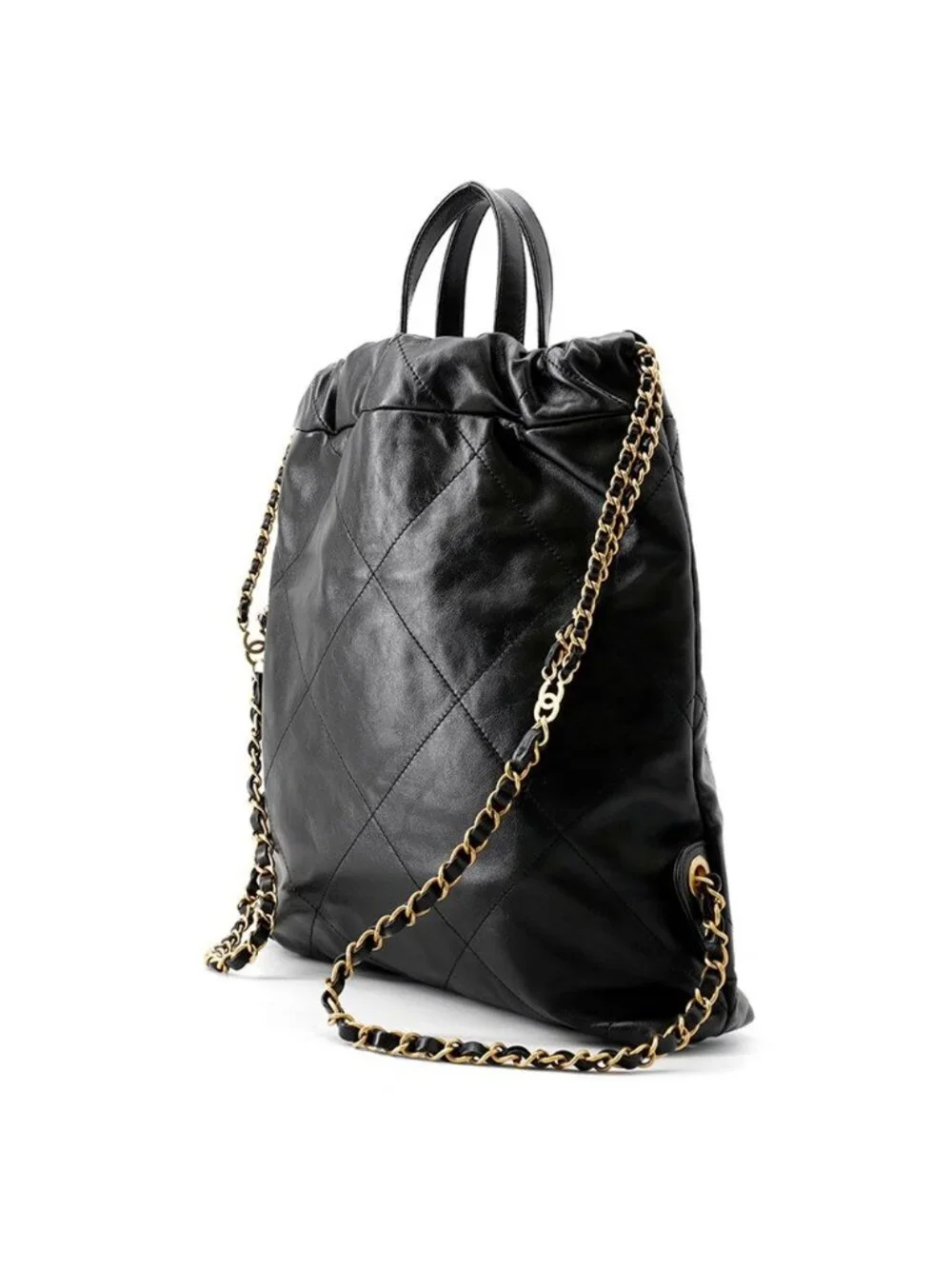 Chanel Backpack 22 Small Shiny Calfskin Black